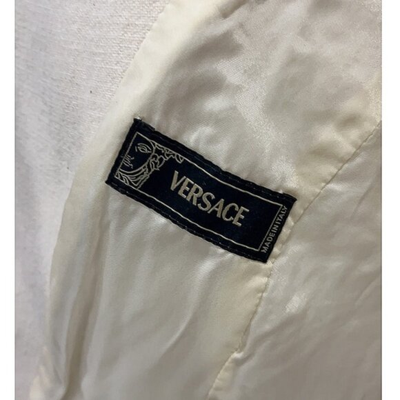 🤍 Versace Ivory Wool-Blend Peacoat 2005 Runway Collection Italy Size 12 Rare - Picture 5 of 13